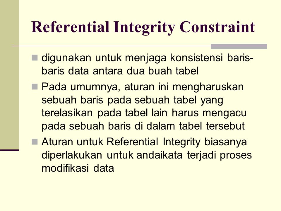 Referential Integrity Constraint