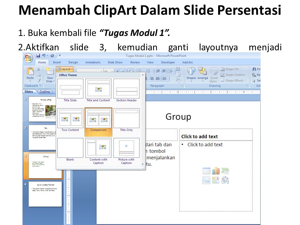 Menambah ClipArt Dalam Slide Persentasi