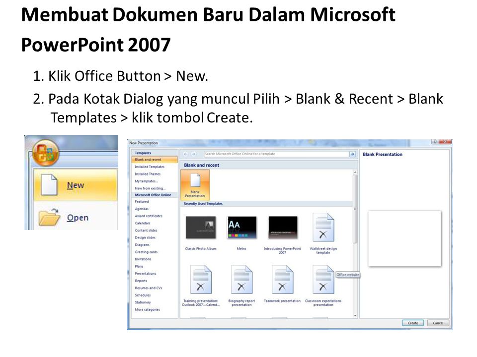 Membuat Dokumen Baru Dalam Microsoft PowerPoint 2007