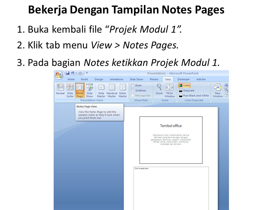 Bekerja Dengan Tampilan Notes Pages