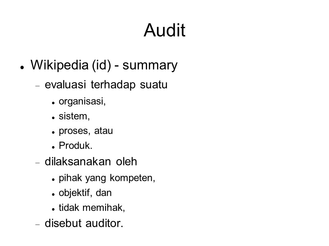 Audit Wikipedia (id) - summary evaluasi terhadap suatu
