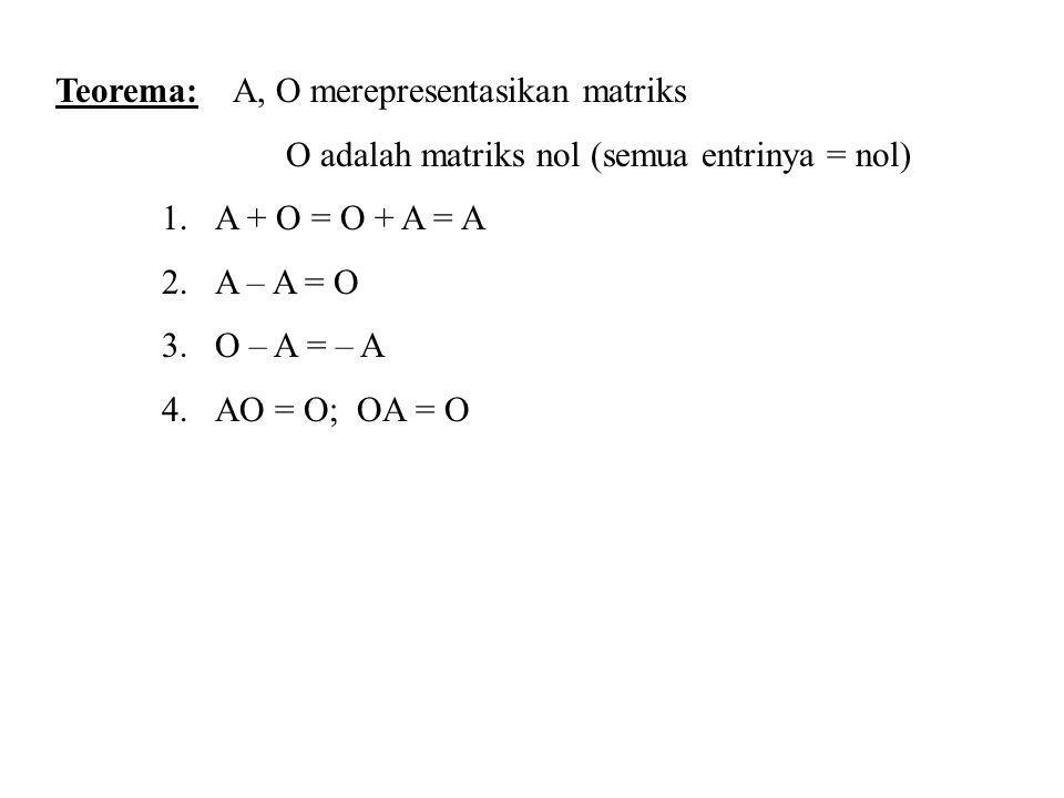 Teorema: A, O merepresentasikan matriks