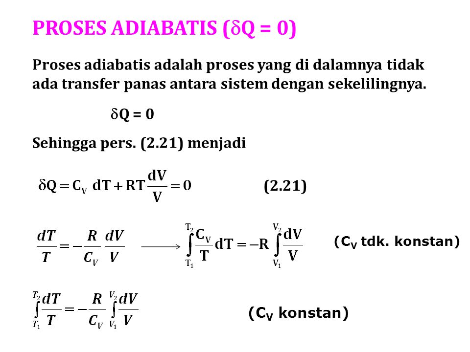 PROSES ADIABATIS (Q = 0)