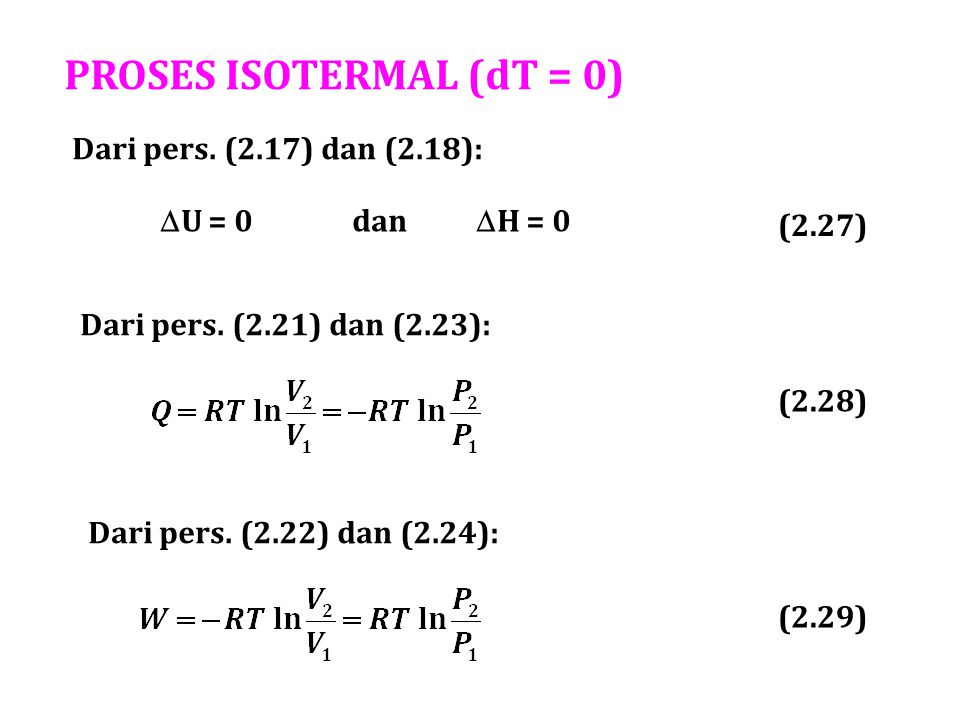 PROSES ISOTERMAL (dT = 0)