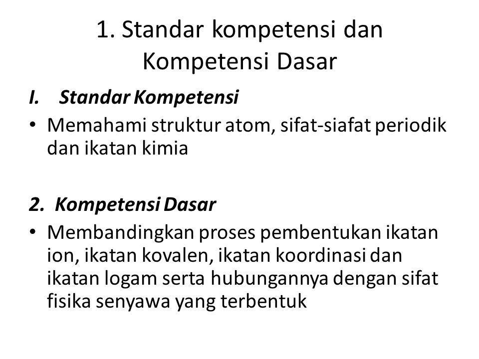 1. Standar kompetensi dan Kompetensi Dasar