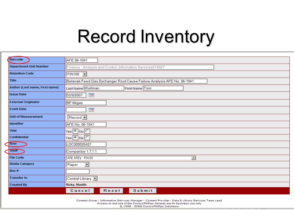 Record Inventory