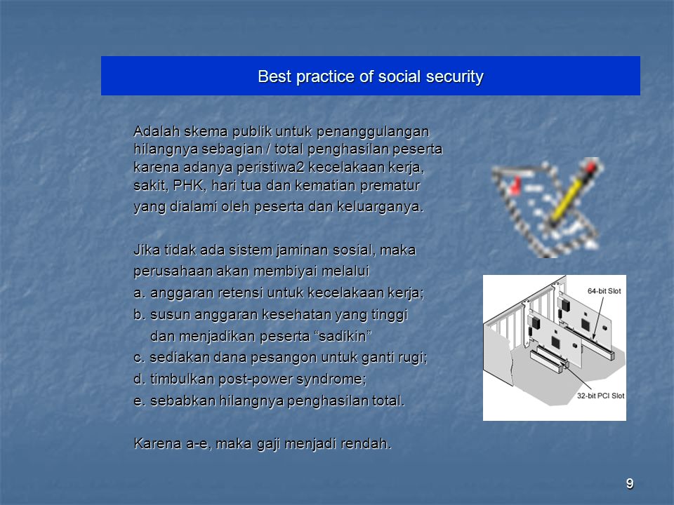 Best practice of social security