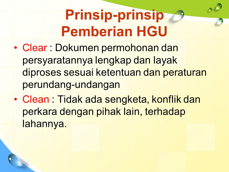 Prinsip-prinsip Pemberian HGU