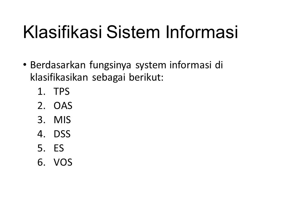 Klasifikasi Sistem Informasi