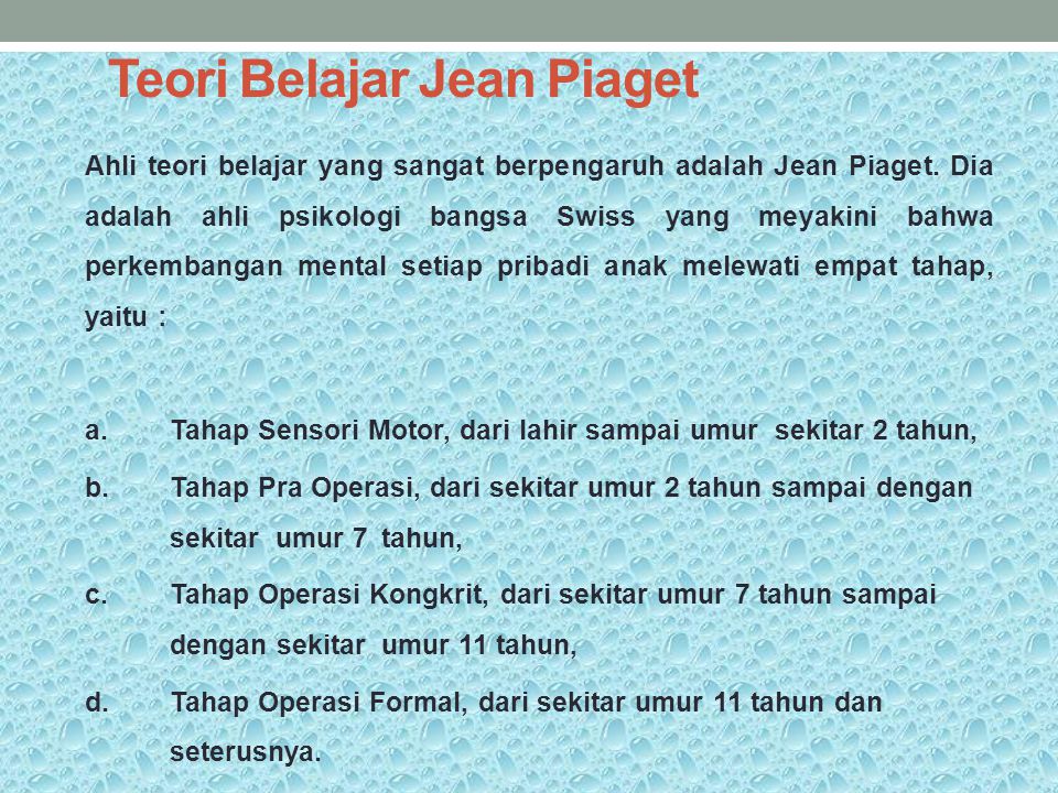 Teori Belajar Jean Piaget
