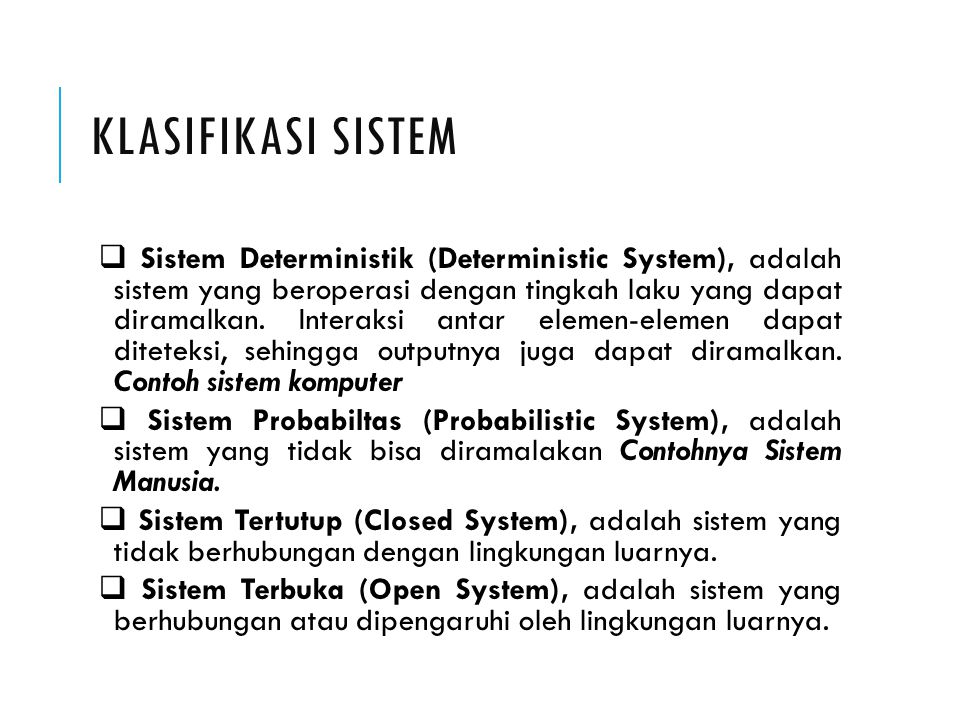 Klasifikasi Sistem