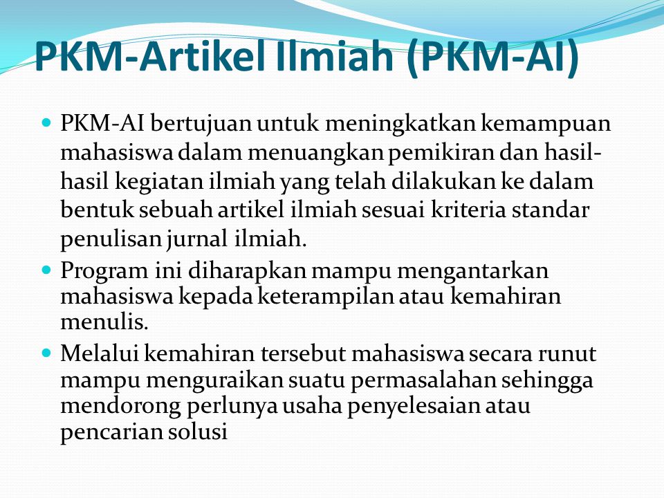 PKM-Artikel Ilmiah (PKM-AI)