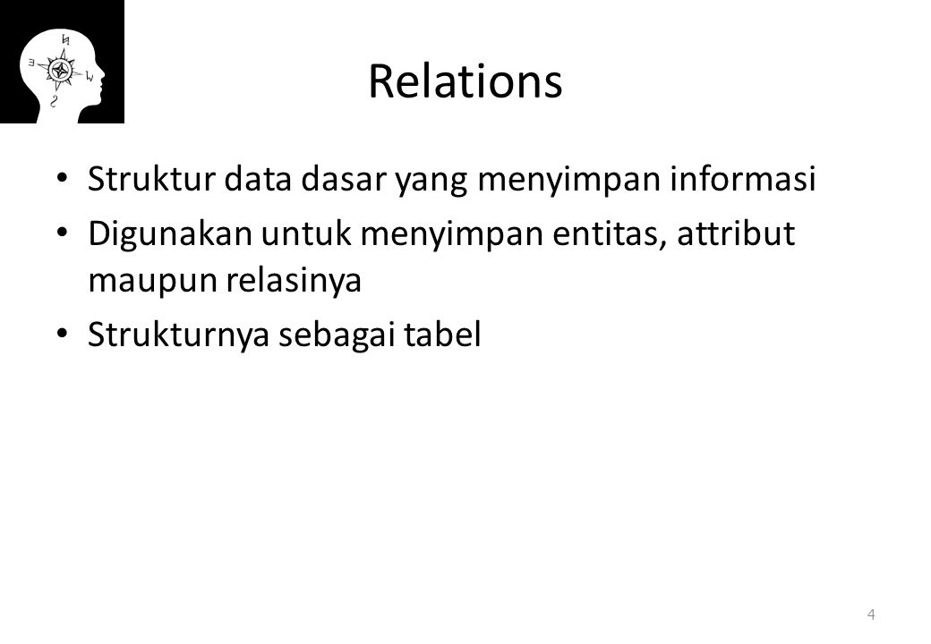 Relations Struktur data dasar yang menyimpan informasi