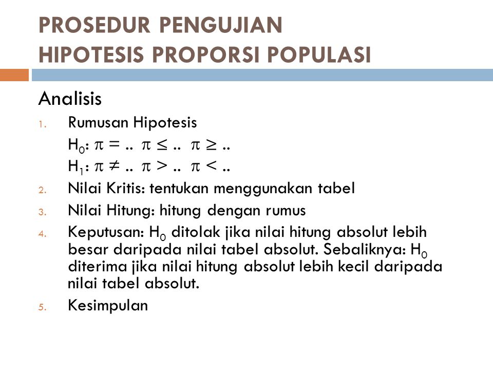 PROSEDUR PENGUJIAN HIPOTESIS PROPORSI POPULASI