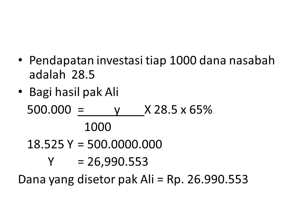Pendapatan investasi tiap 1000 dana nasabah adalah 28.5