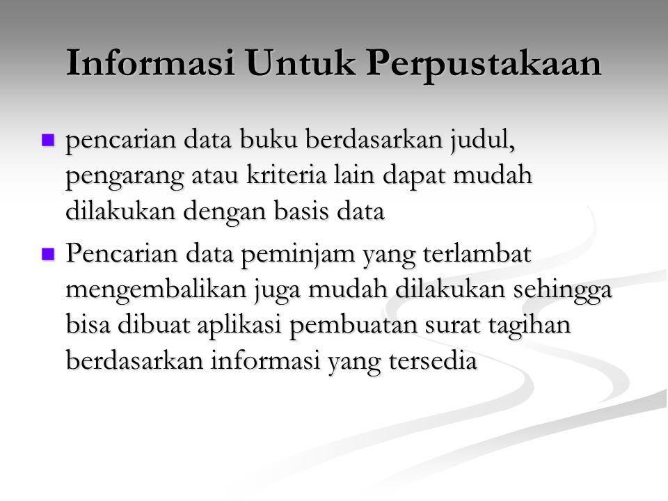 Informasi Untuk Perpustakaan