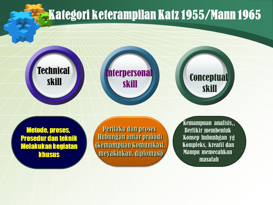 Kategori keterampilan Katz 1955/Mann 1965