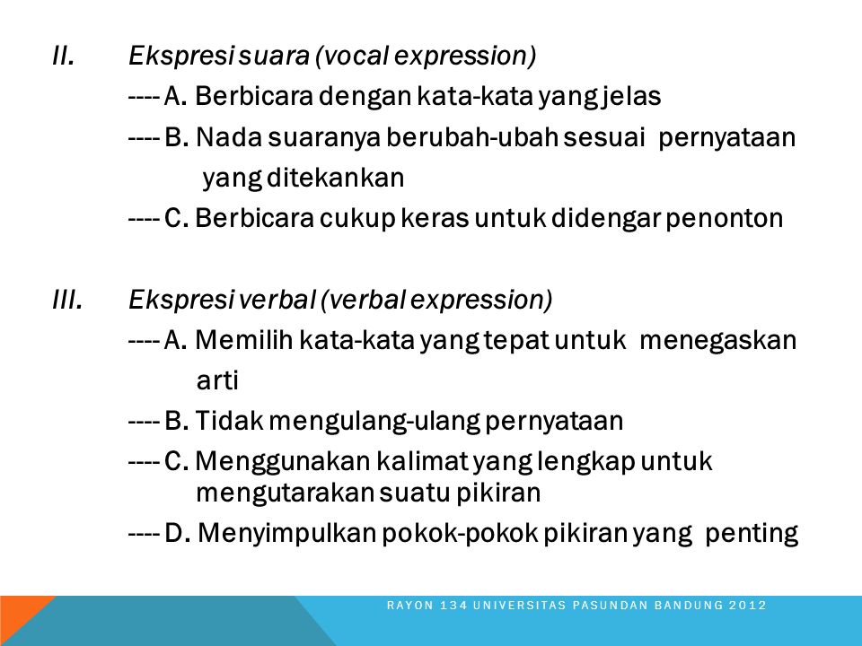 II. Ekspresi suara (vocal expression)