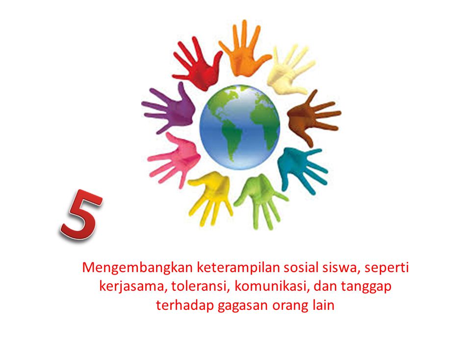 5 Mengembangkan keterampilan sosial siswa, seperti kerjasama, toleransi, komunikasi, dan tanggap terhadap gagasan orang lain.