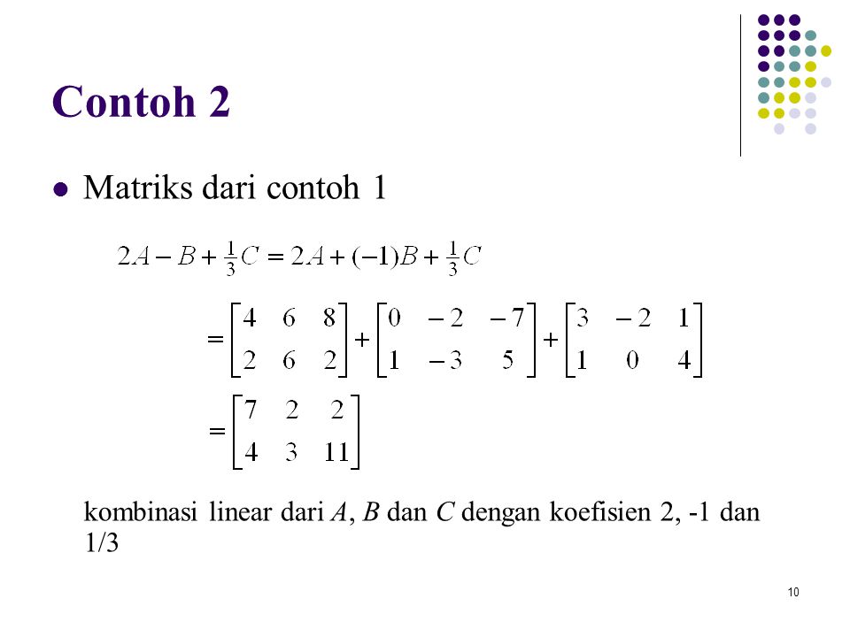 Contoh 2 Matriks dari contoh 1
