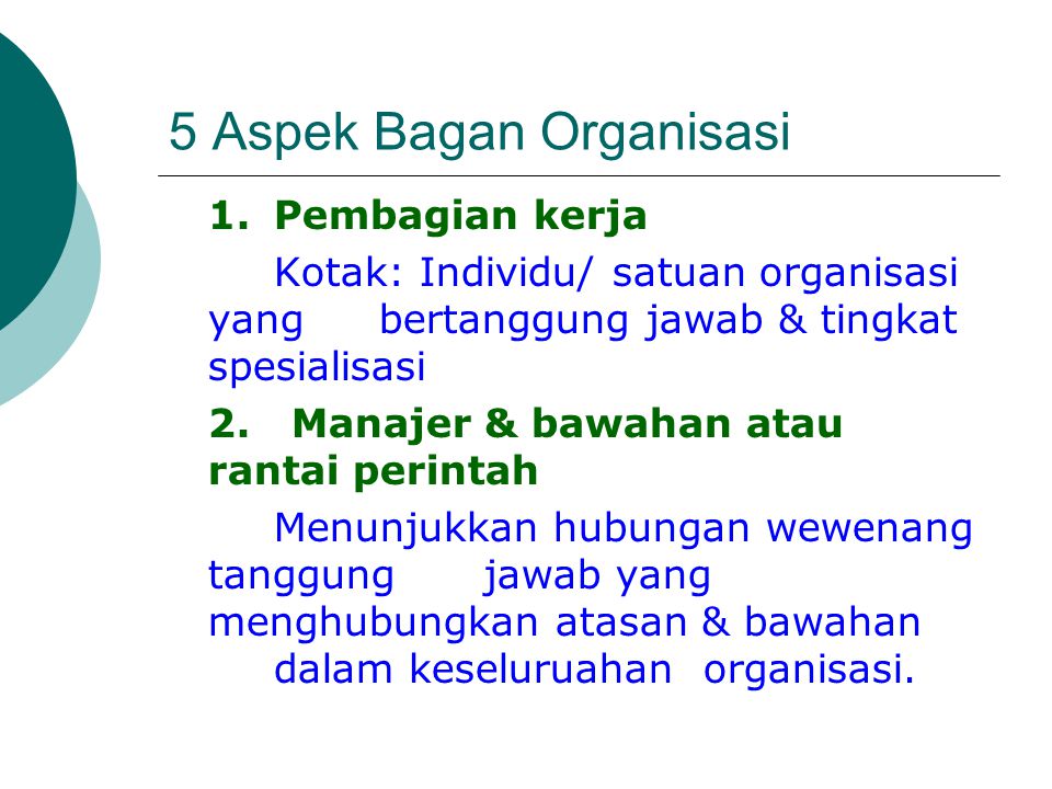 5 Aspek Bagan Organisasi