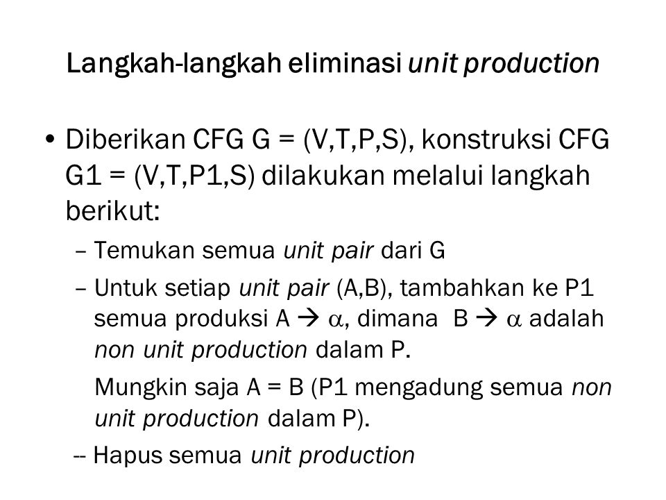 Langkah-langkah eliminasi unit production