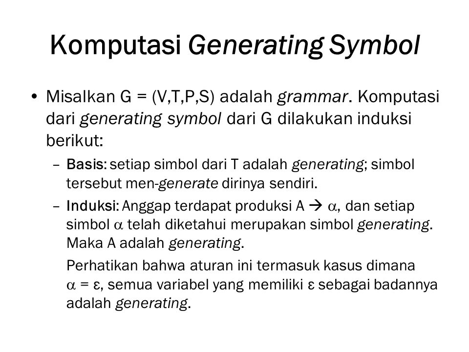 Komputasi Generating Symbol