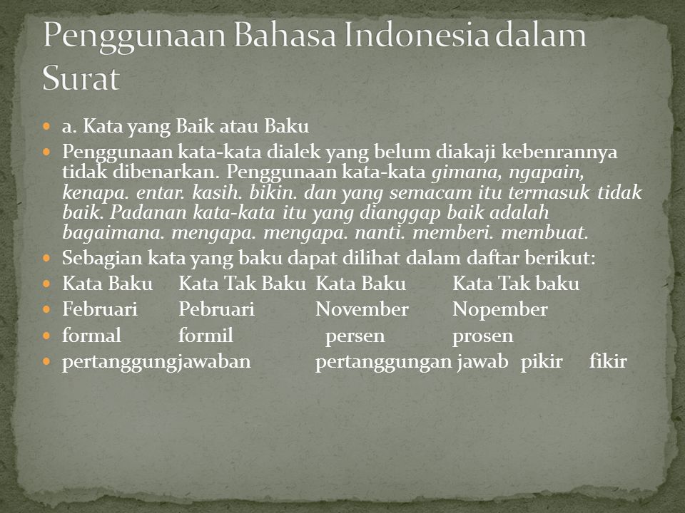 Penggunaan Bahasa Indonesia dalam Surat