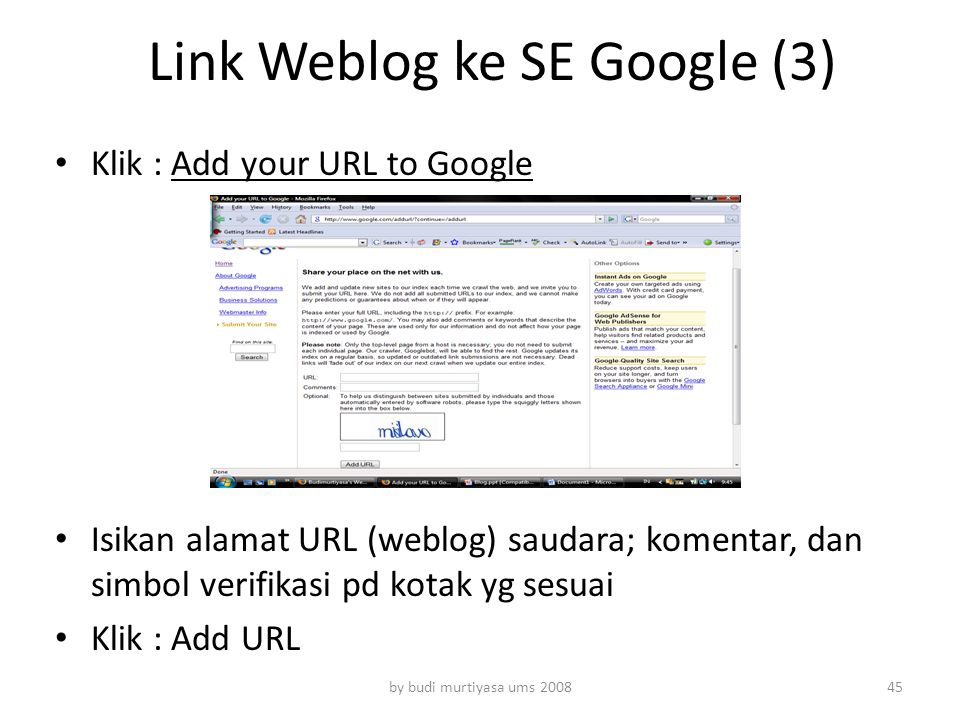Link Weblog ke SE Google (3)
