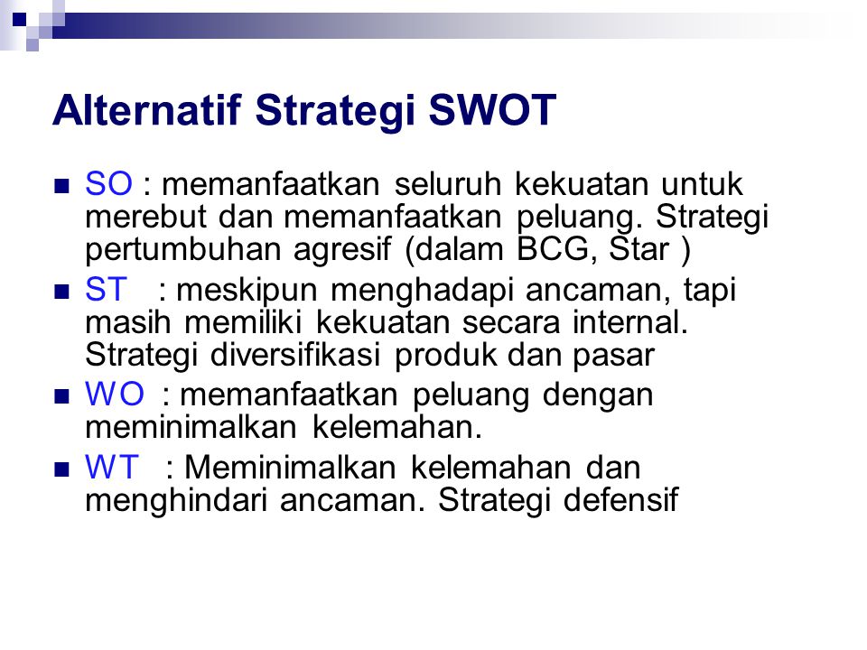 Alternatif Strategi SWOT