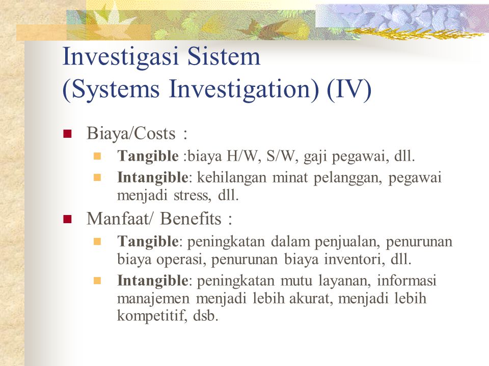 Investigasi Sistem (Systems Investigation) (IV)