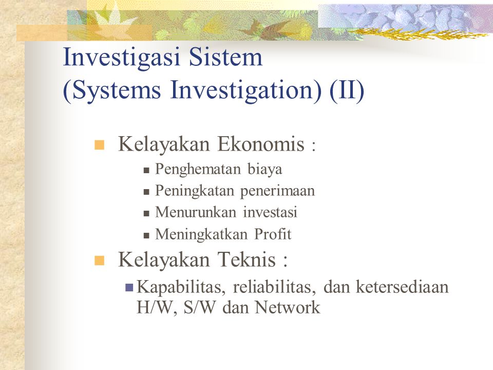 Investigasi Sistem (Systems Investigation) (II)