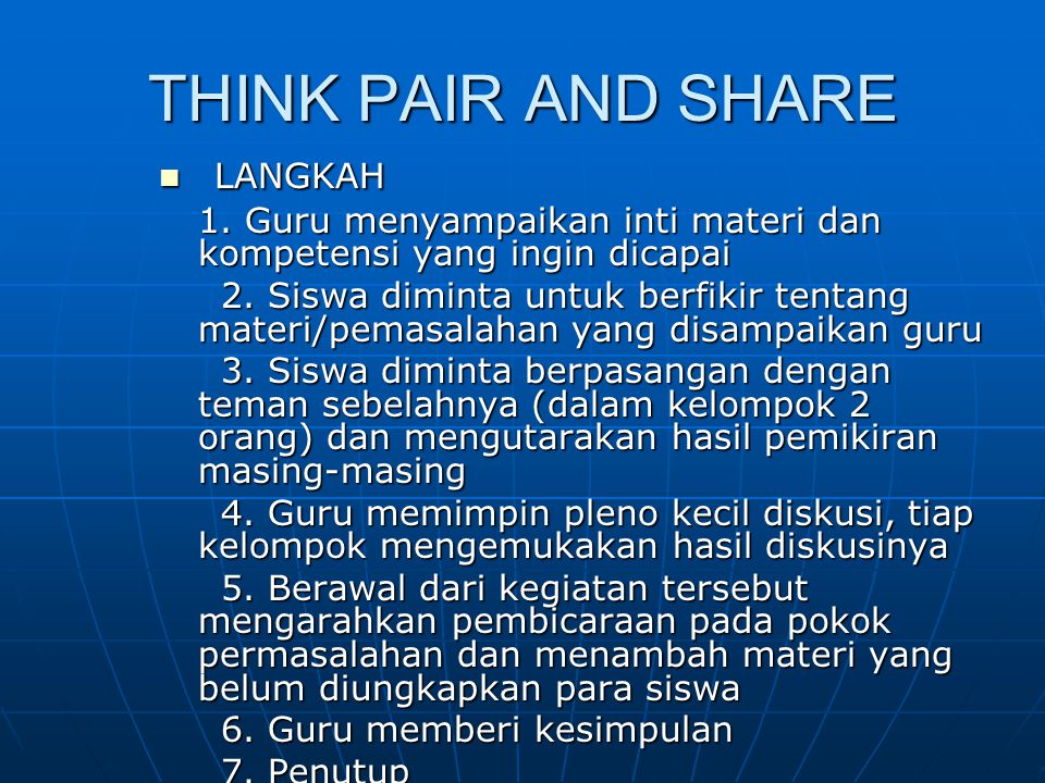 THINK PAIR AND SHARE LANGKAH