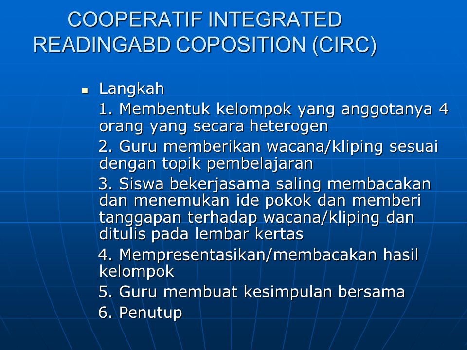 COOPERATIF INTEGRATED READINGABD COPOSITION (CIRC)