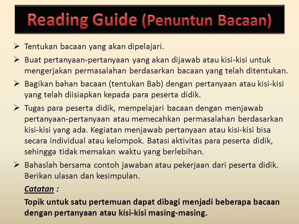 Reading Guide (Penuntun Bacaan)