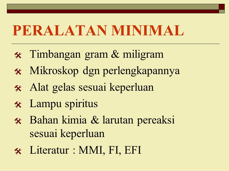 PERALATAN MINIMAL Timbangan gram & miligram