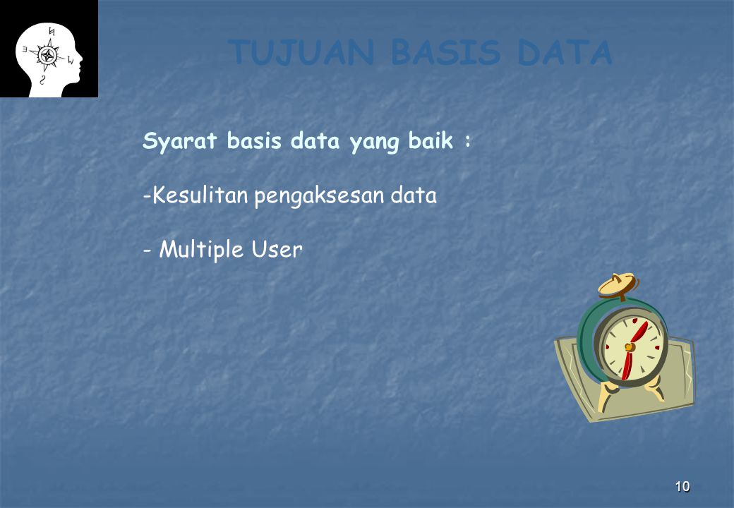 TUJUAN BASIS DATA Syarat basis data yang baik :