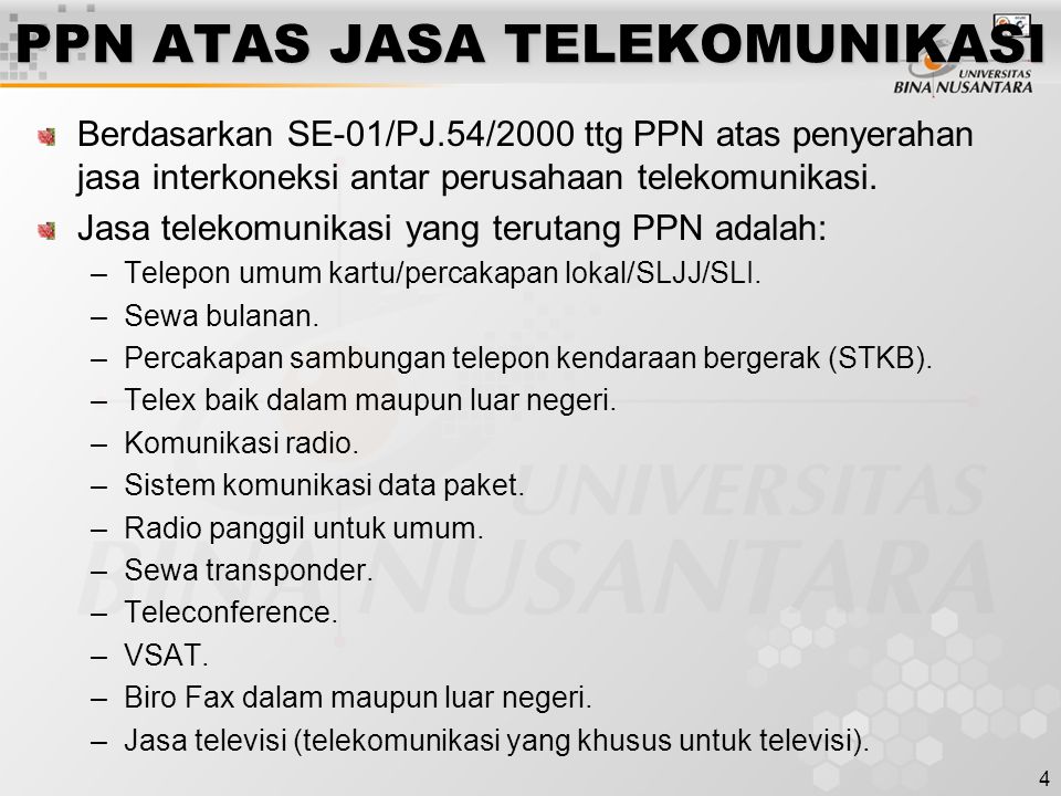 Pertemuan 9 Ppn Jasa Telekomunikasi Sgu Dan Jasa Lainnya Ppt Download