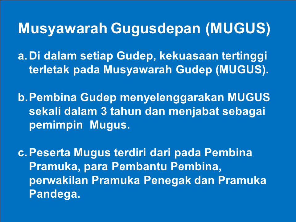 Musyawarah Gugusdepan (MUGUS)