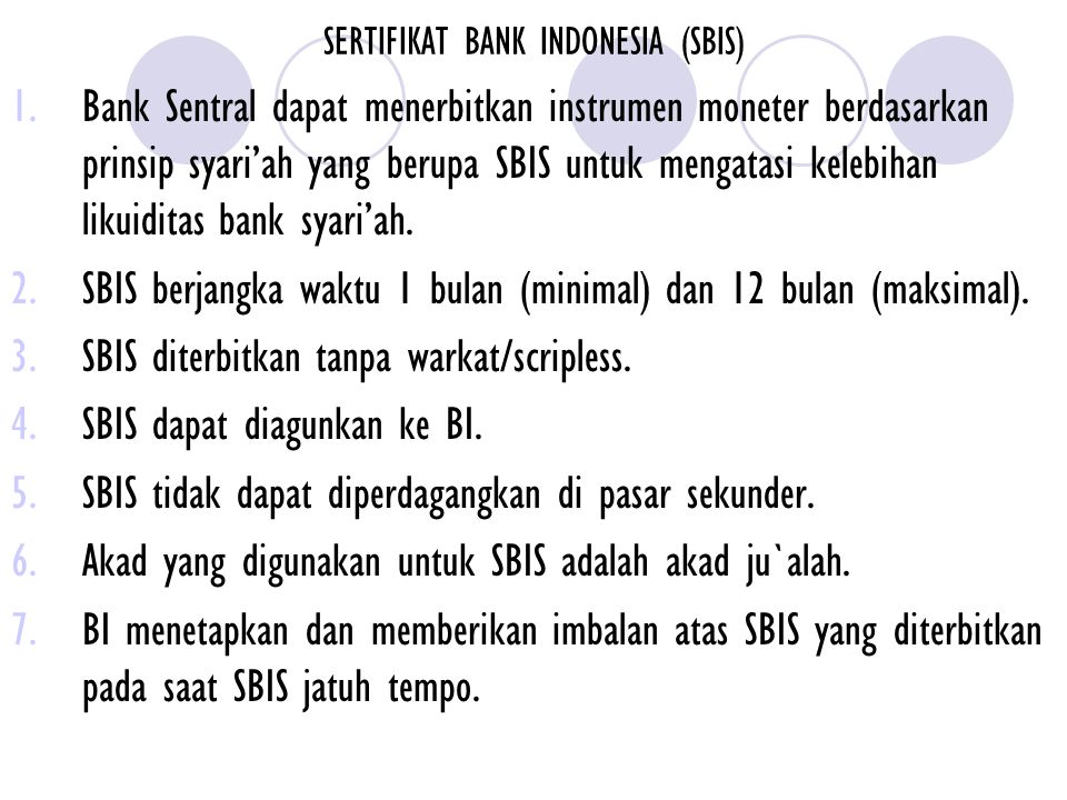 SERTIFIKAT BANK INDONESIA (SBIS)