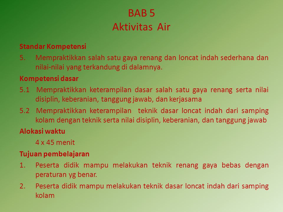 BAB 5 Aktivitas Air Standar Kompetensi