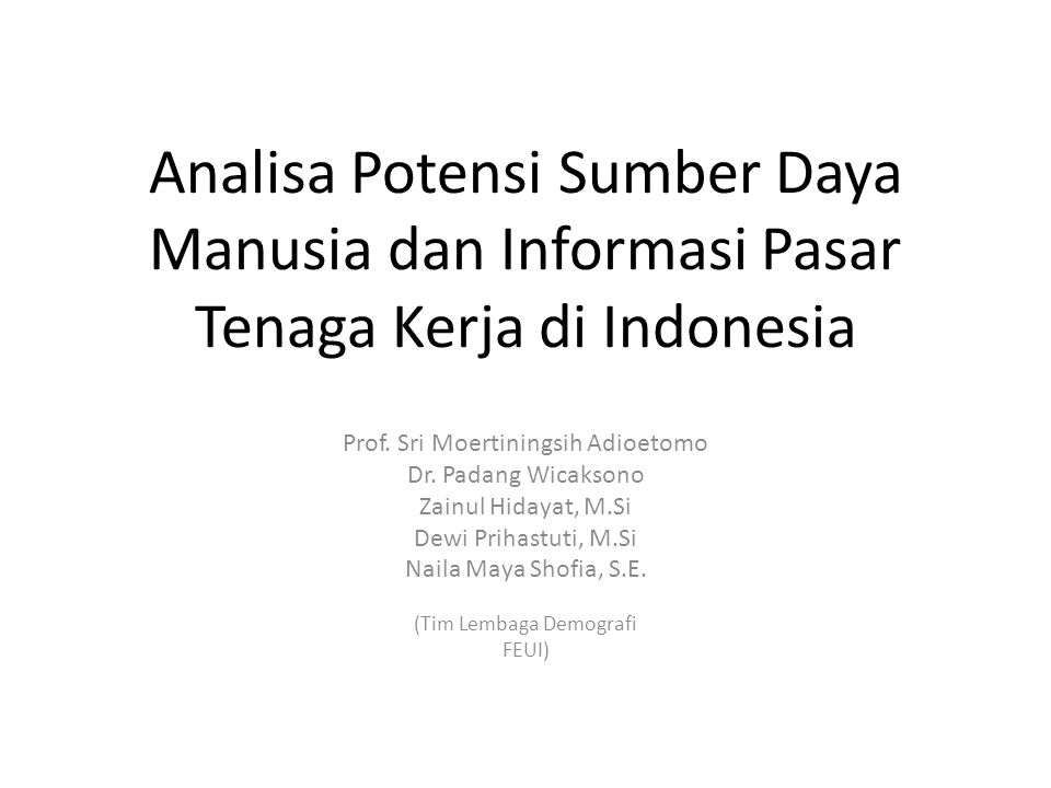 Analisa Potensi Sumber Daya Manusia dan Informasi Pasar Tenaga Kerja di Indonesia