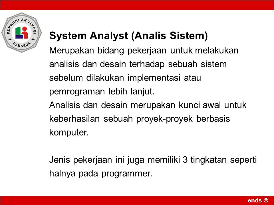 System Analyst (Analis Sistem)