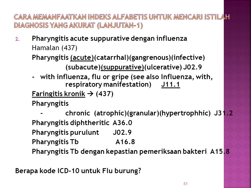 Kode icd 10 faringitis