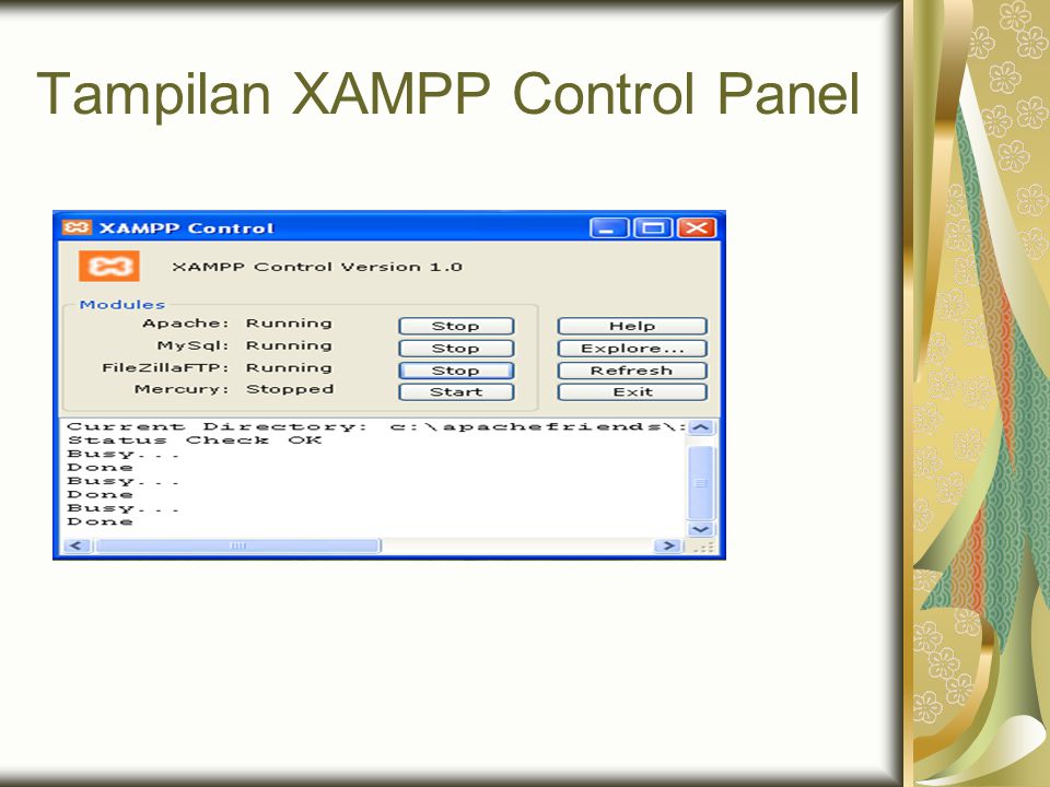 Tampilan XAMPP Control Panel