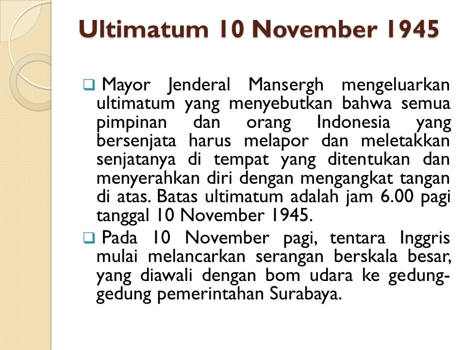 Ultimatum 10 November 1945