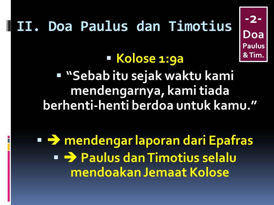 II. Doa Paulus dan Timotius