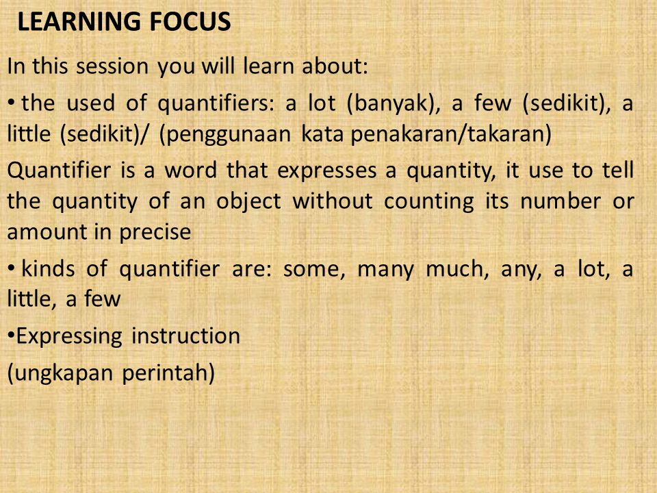 LEARNING FOCUS In this session you will learn about: