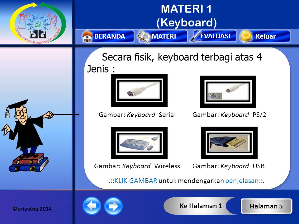 MATERI 1 (Keyboard) Secara fisik, keyboard terbagi atas 4 Jenis :