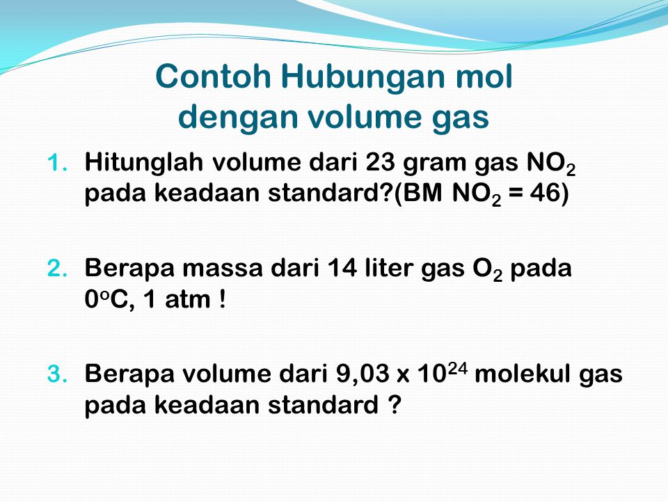 Contoh Hubungan mol dengan volume gas
